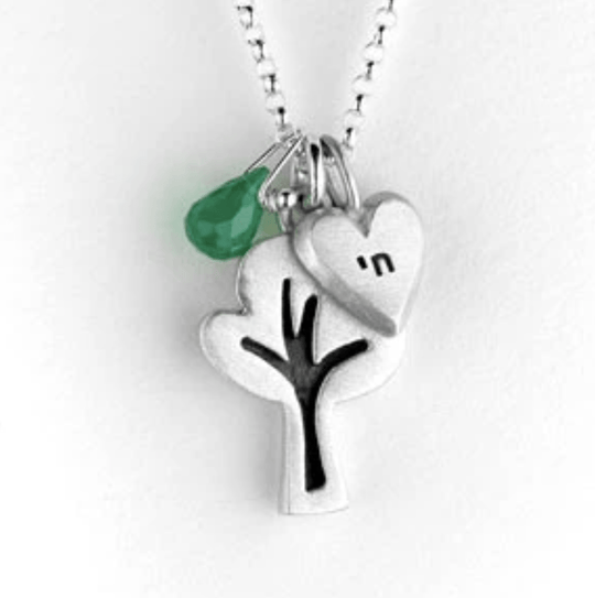 Tree of Life with Chai Sterling Silver Necklace by Emily Rosenfeld