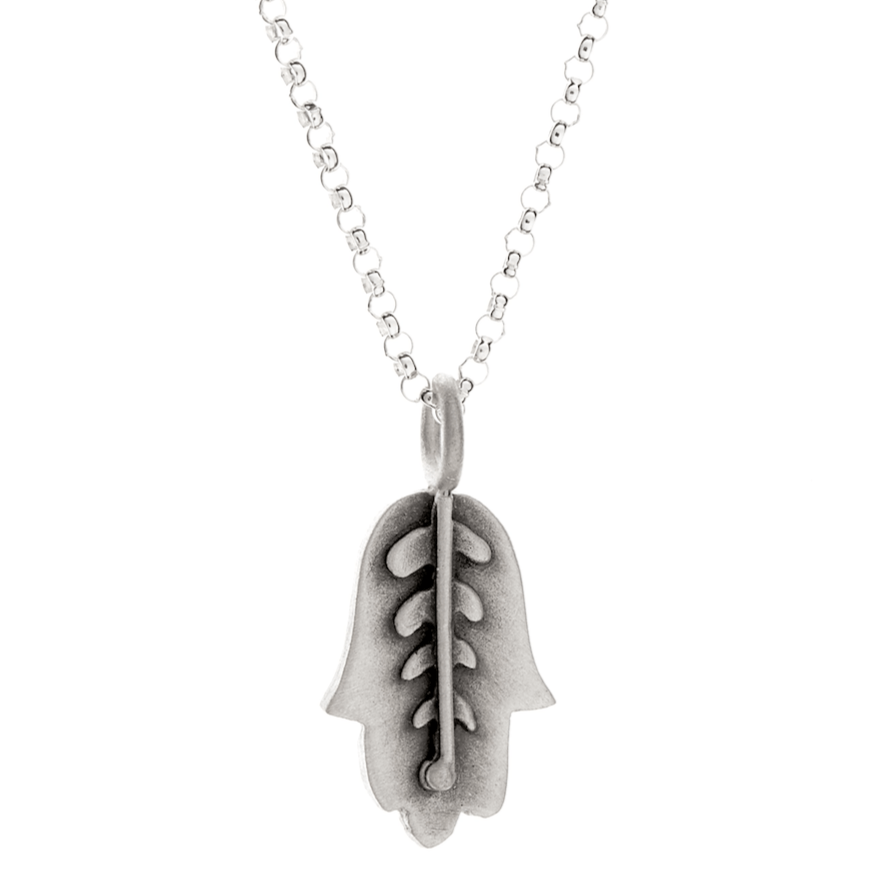Emily Rosenfeld Necklaces Silver Botanical Hamsa Necklace by Emily Rosenfeld
