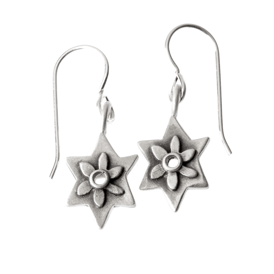 Botanical Star of David Sterling Silver Earrings by Emily Rosenfeld