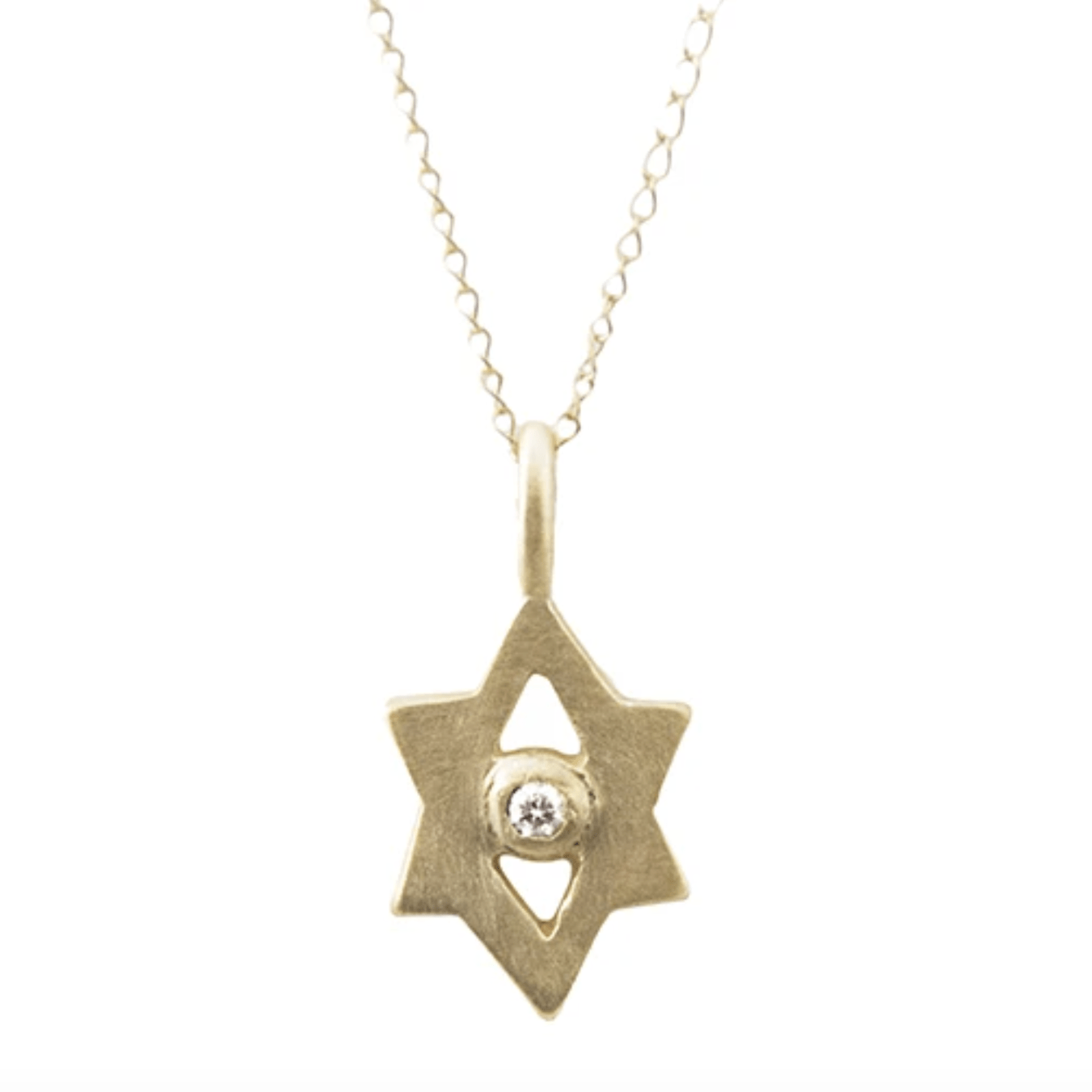 Emily Rosenfeld Necklaces Gold 14k Gold Tiny Star of David Amulet with 2mm Diamond by Emily Rosenfeld