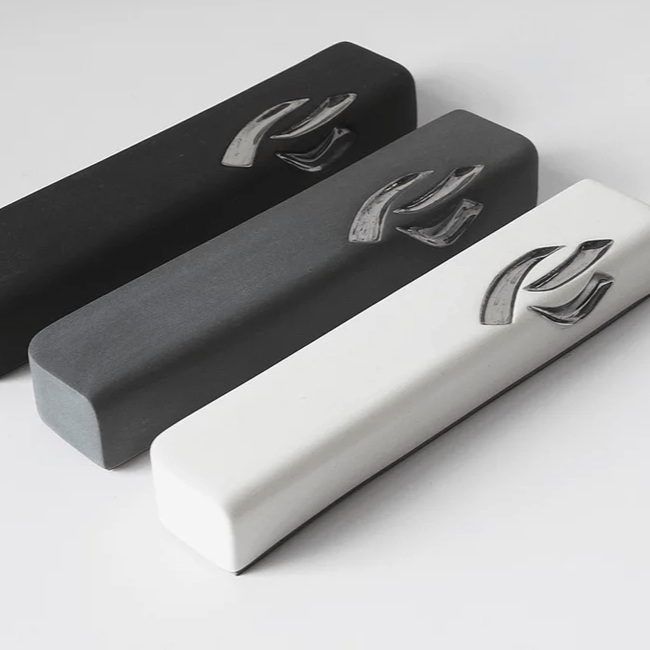 Yahalomis Mezuzahs Small Ceramic Mezuzah Case with Silver by Yahalomis - (Choice of Color)