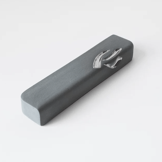 Yahalomis Mezuzahs Grey Small Ceramic Mezuzah Case with Silver by Yahalomis - (Choice of Color)