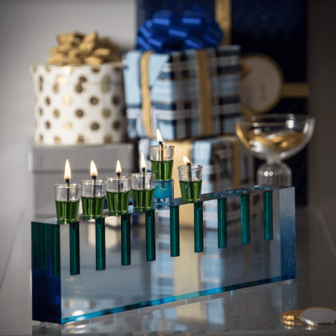 Apeloig Collection Menorahs Acrylic Oil Menorah - (Choice of Colors)