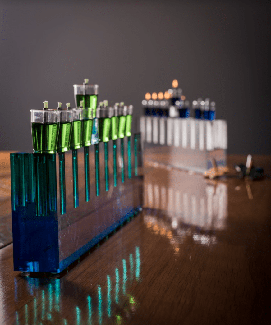 Apeloig Collection Menorahs Acrylic Oil Menorah - (Choice of Colors)