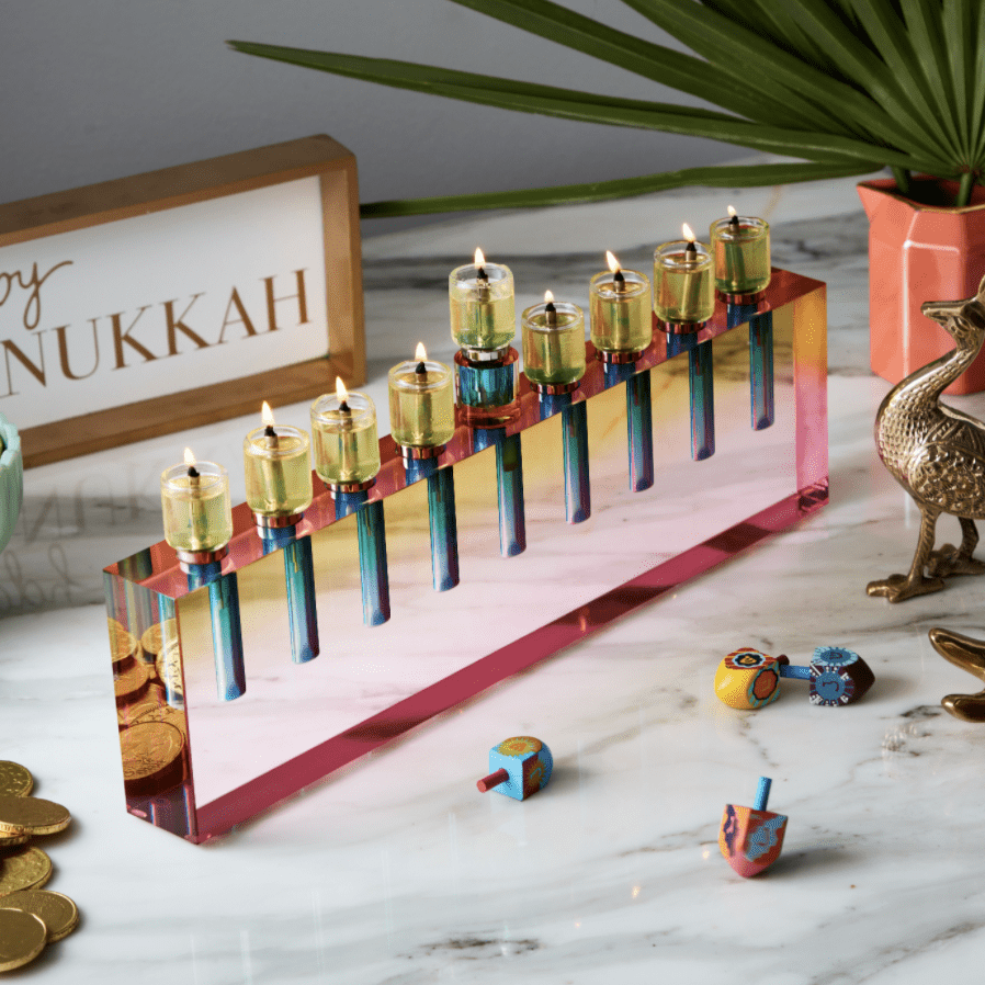 Apeloig Collection Menorahs Acrylic Oil Menorah - (Choice of Colors)