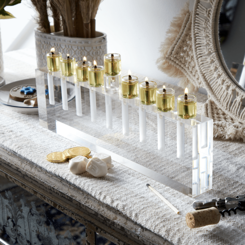 Apeloig Collection Menorahs Acrylic Oil Menorah - (Choice of Colors)