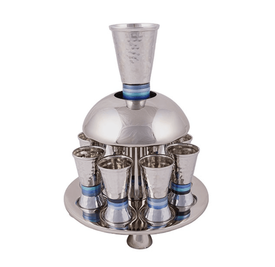 Hammered Kiddush Fountain - Blue by Yair Emanuel