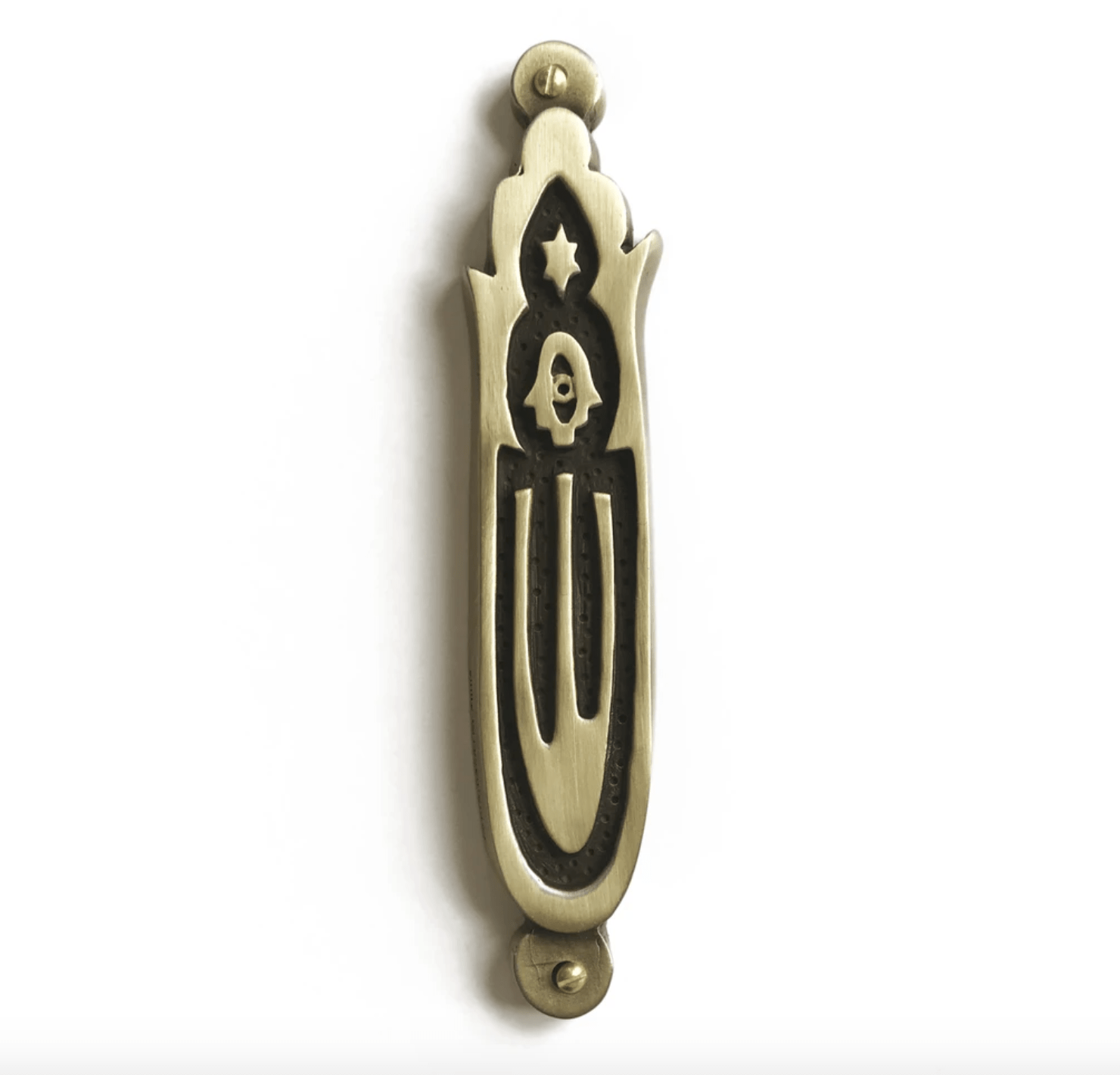 Emily Rosenfeld Mezuzahs Default Brass Hamsa Mezuzah By Emily Rosenfeld