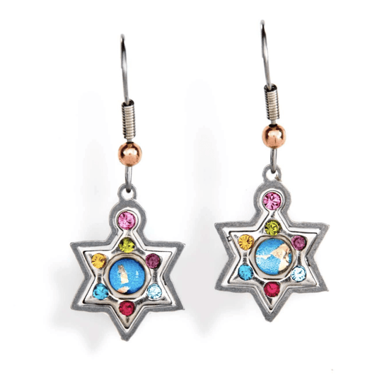 Multicolor Star of David Earrings by Seeka