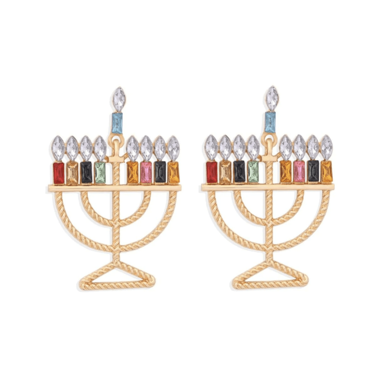 ModernTribe Earrings Crystal Menorah Earrings