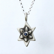 Emily Rosenfeld Necklaces Silver Silver Botanical Star of David Necklace by Emily Rosenfeld - Choice of Gemstone