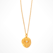 MAS Designs Jewelry Necklaces Yellow Gold Rustic Hamsa Gold Necklace with Crystal