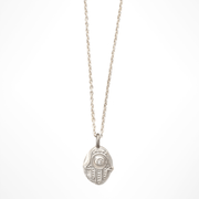 MAS Designs Jewelry Necklaces Sterling Silver Rustic Hamsa Silver Necklace with Crystal