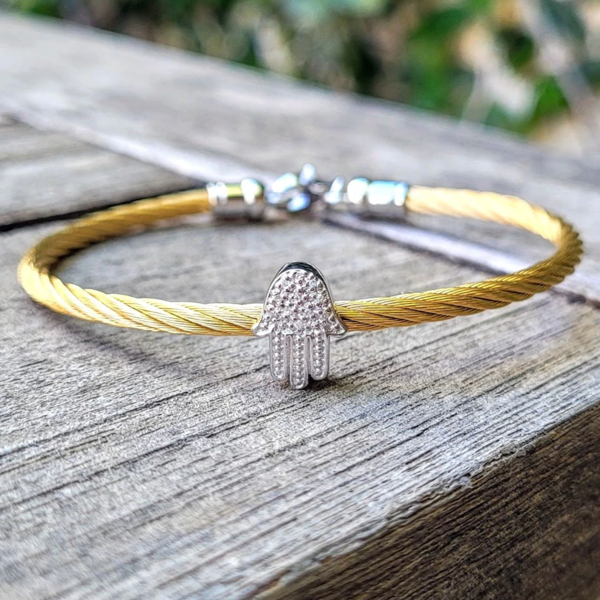 Alef Bet Bracelets Gold Hamsa Diamond Bracelet - Yellow Gold, Rose Gold, Silver or Black