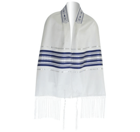 Blue and Silver Striped Ariel Tallis