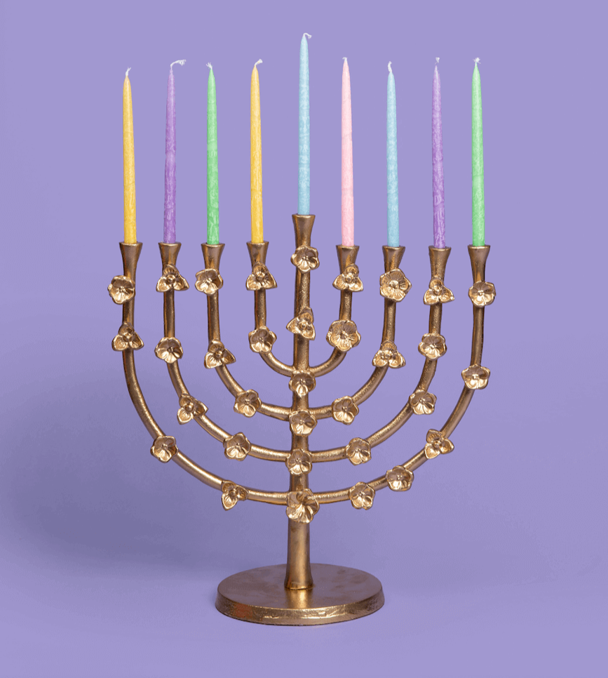 ModernTribe Menorahs Gold Floral Lily Menorah