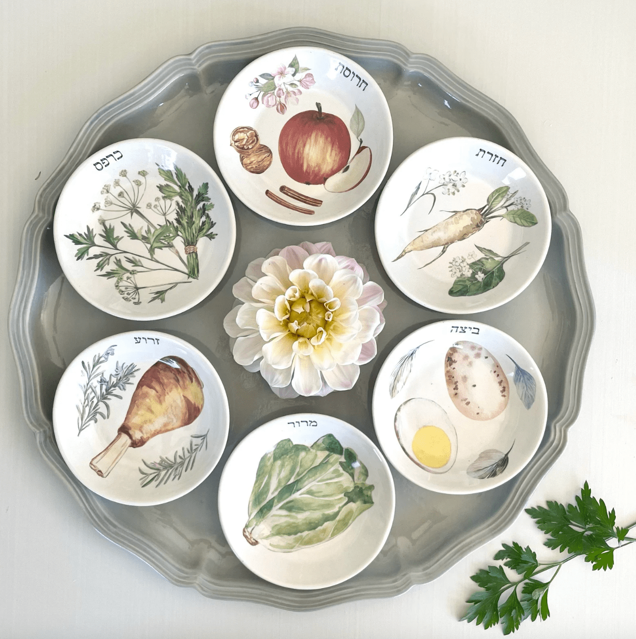 kate spade new york Seder Plates Handmade Ceramic Illustrated Seder Plate by Nina Keramik