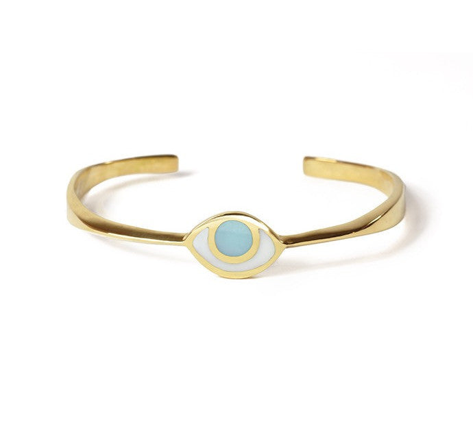 Marta Pia Bracelets Brass & Blue Third Eye Bracelet in Gold with Blue Quartz by Marta Pia