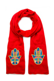 Bunai Scarves Red Hamsa Cashmere Scarf - Red