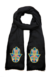 Bunai Scarves Black Hamsa Cashmere Scarf - Black