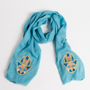 Bunai Scarves Blue Hamsa Cashmere Scarf - Blue