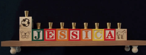 Naturally Wood Creations Menorahs Wooden Block Name Menorah