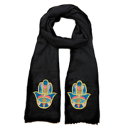 Bunai Scarves Black Hamsa Cashmere Scarf - Black
