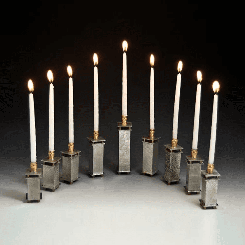 Joy Stember Menorah Modular Pewter Menorah by Joy Stember