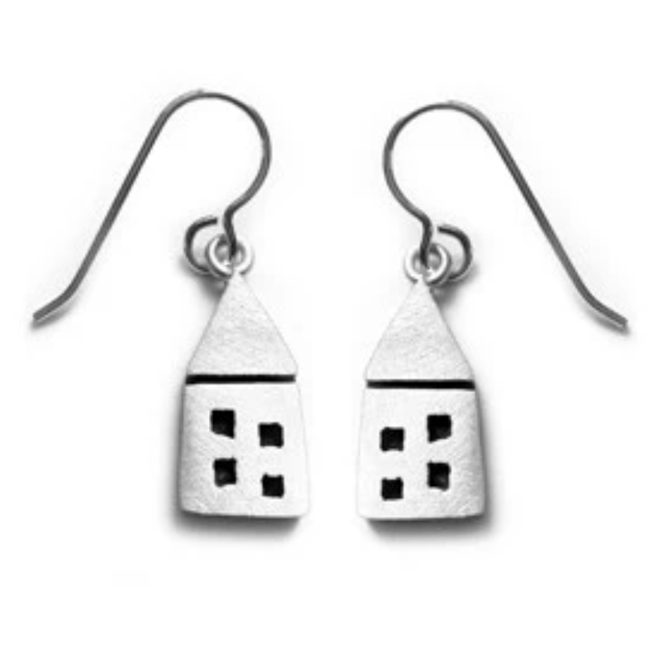 Emily Rosenfeld Earrings House / Silver Sterling Silver Whimsical Earrings - (Choose Your Design) by Emily Rosenfeld