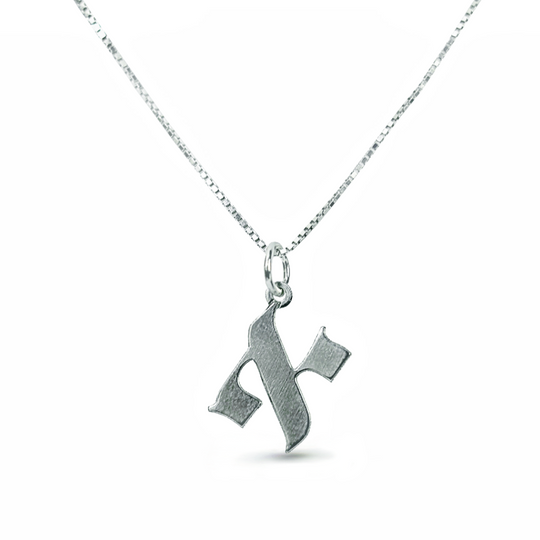 Hebrew Initial Necklace - Sterling Silver, Gold-Plated or Rose Gold-Plated