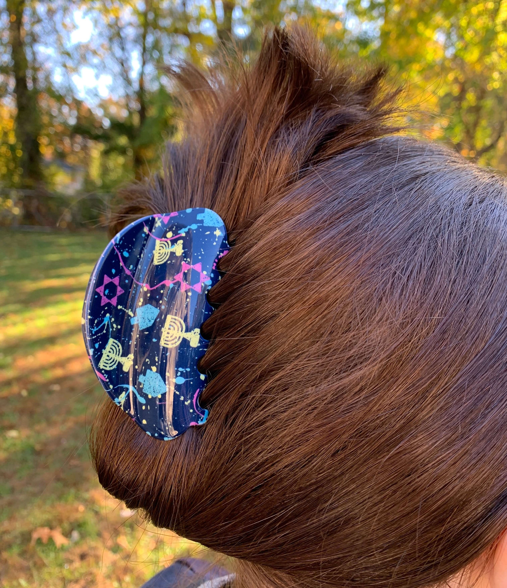 Midrash Manicures Hair Clips Hanukkah Splatter Paint Hair Claw
