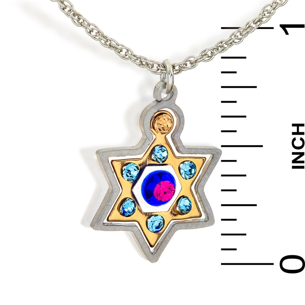 Seeka Necklaces Steel Seeka Colorful Star of David with Crystals