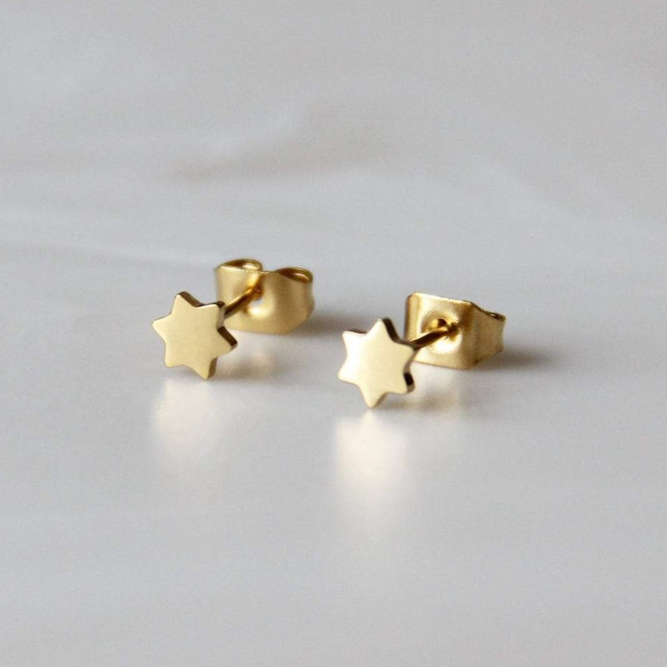 Grey Theory Mill Earrings Gold Star of David Stud Earrings