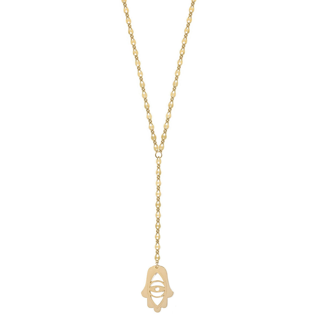 Miriam Merenfeld Jewelry Necklaces Gold Vermeil Joyce Hamsa With Evil Eye Lariat Necklace