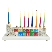 Naturally Wood Creations Menorahs Wooden Block Name Menorah