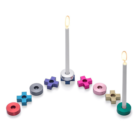 Tic Tac Toe Menorah by Laura Cowan - Rainbow