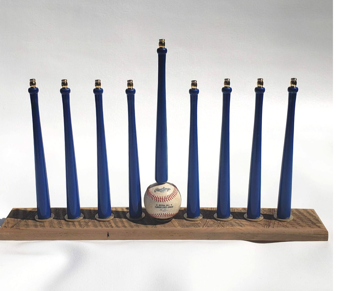 Baseballidays Menorahs Default Colored Bat Baseball Menorah