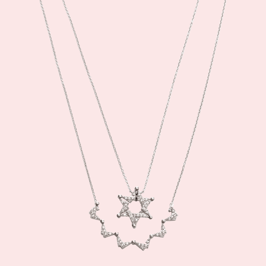 Butterfly Star of David Necklace - Sterling Silver