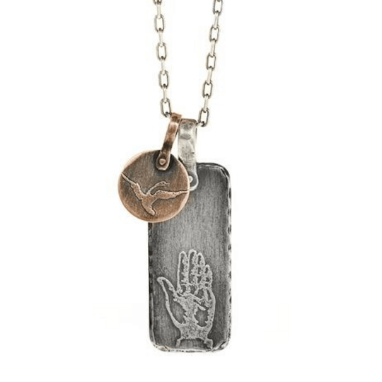 Bird in the Hand Dog Tag Necklace by Marla Studio