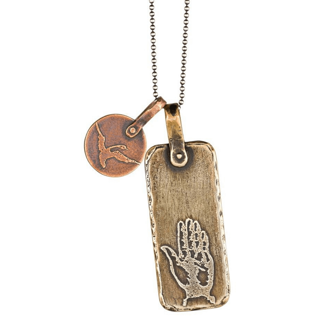 Marla Studio Necklaces Bronze Bird in the Hand Necklace in Bronze and Copper by Marla Studio