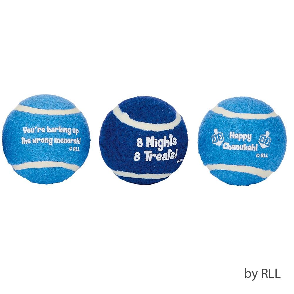 Rite Lite Pet Toys "Chewdaica" Set of 3 Chanukah Dog Tennis Balls