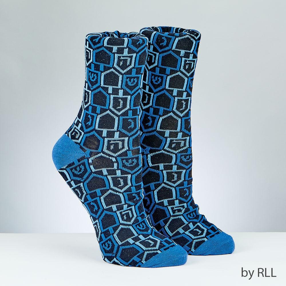 Rite Lite Socks Blue / 10-13 Dreidel Crew Socks, Adult