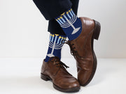 Rite Lite Socks Blue "Eight Crazy Nights" Chanukah Adult Crew Socks