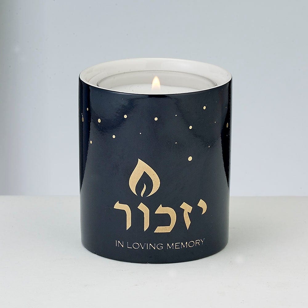 Rite Lite Candlesticks Black Black Ceramic Yahrzeit Memorial Candleholder