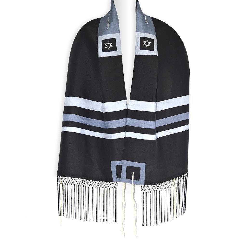 Zion Tallis Tallis Black and Gray Israsilk Talis 3 Piece Set