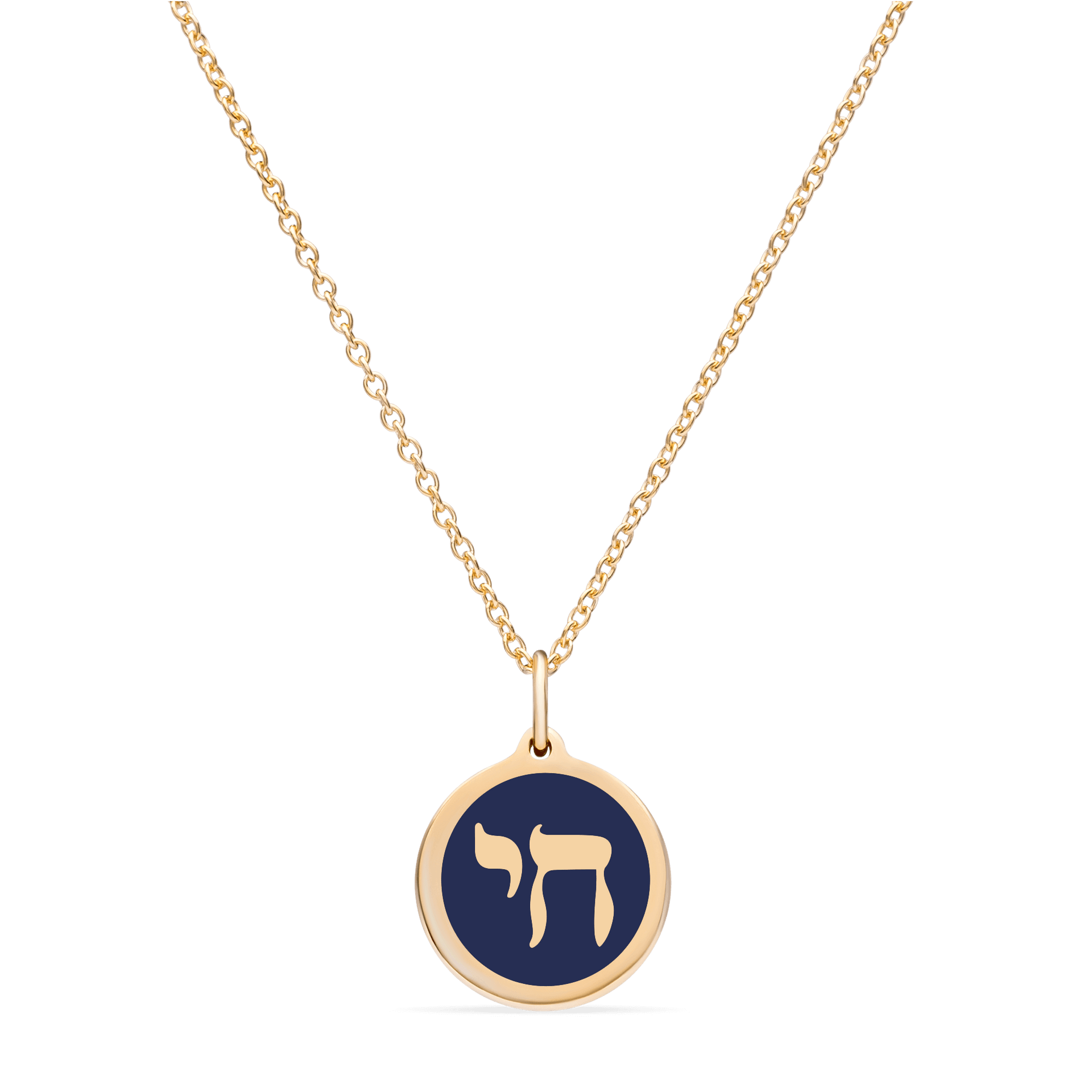 Auburn Jewelry Necklaces Navy Gold-Plated Chai Pendant Necklace - Black, White or Navy