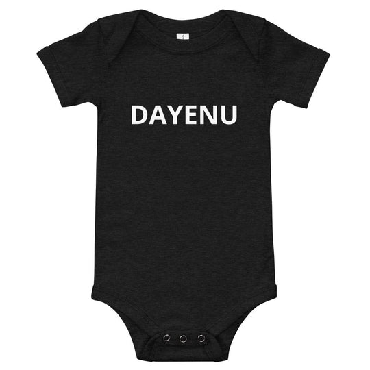 Dark Heather Dayenu Baby Short Sleeve Onesie - Size 6-12M