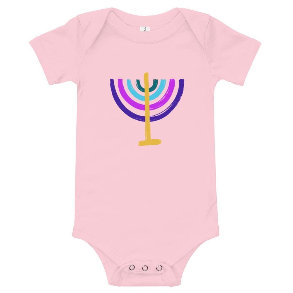 ModernTribe Pink / 3-6m Colorful Menorah Baby Onesie
