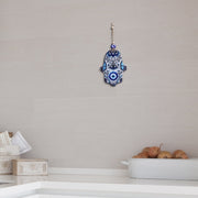 Alef Bet Hamsa Default Watchful Evil Eye and Hamsa Glass Wall Hanging
