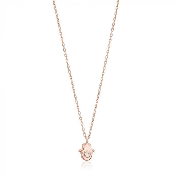 Alef Bet Necklaces Rose Gold Adorable and Tiny Hamsa Pendant